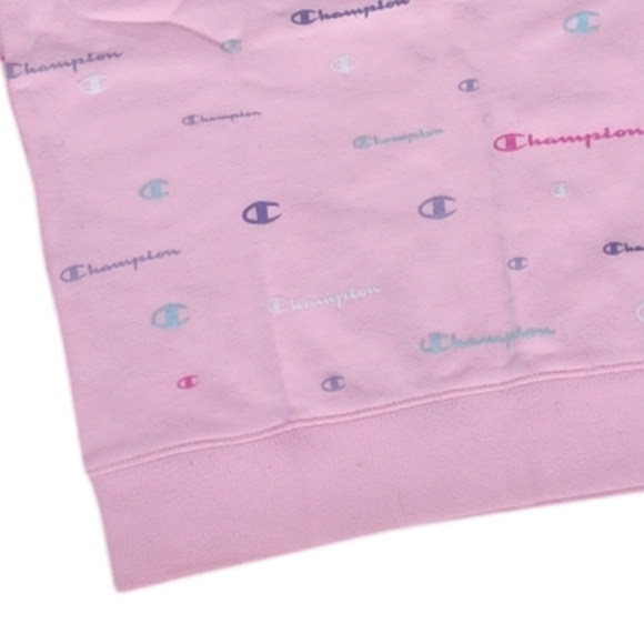 Champion Girls Tossed Logo Sweatshirt Size Large Pink Crewneck Fleece Lined. - Picture 6 of 8
